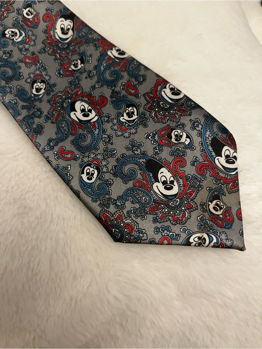 Gray Paisley Mickey Mouse Novelty Tie - Men Accessories